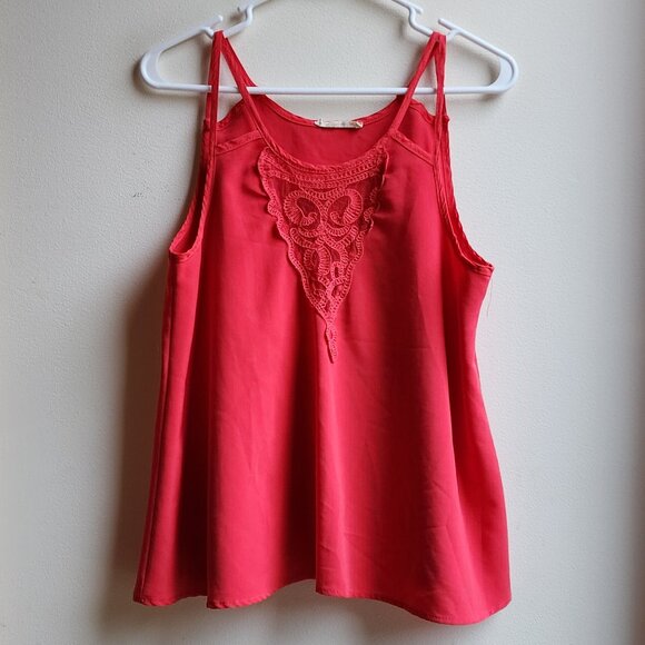 Haute Society Hot Pink Lace Tank Top Size Small - Picture 1 of 12